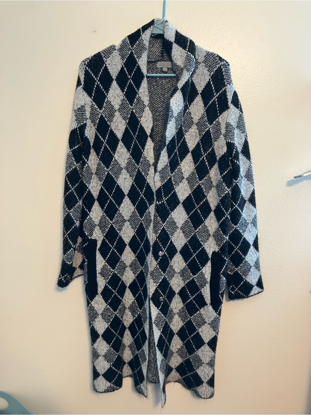 Joseph Two-Tone Black and White Knit Cardigan